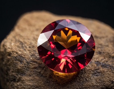 Le grenat, caractéristiques, géologie, propriétés et vertus de la pierre précieuse 5 Photographie détaillant le grenat, une gemme fascinante qui tire son nom de sa couleur semblable à la graine de grenade, et qui est prisée pour sa dureté exceptionnelle et sa brillance remarquable.