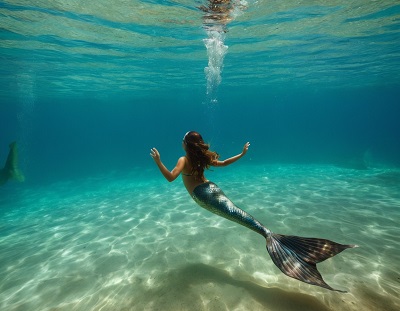 nfant sous leau avec une queue de poisson 2