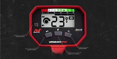 écran de façade du vanquish 340 de minelab