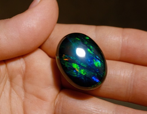 Opale d'onyx, une pierre précieuse incarnant la profondeur de la nuit dans toute sa splendeur.